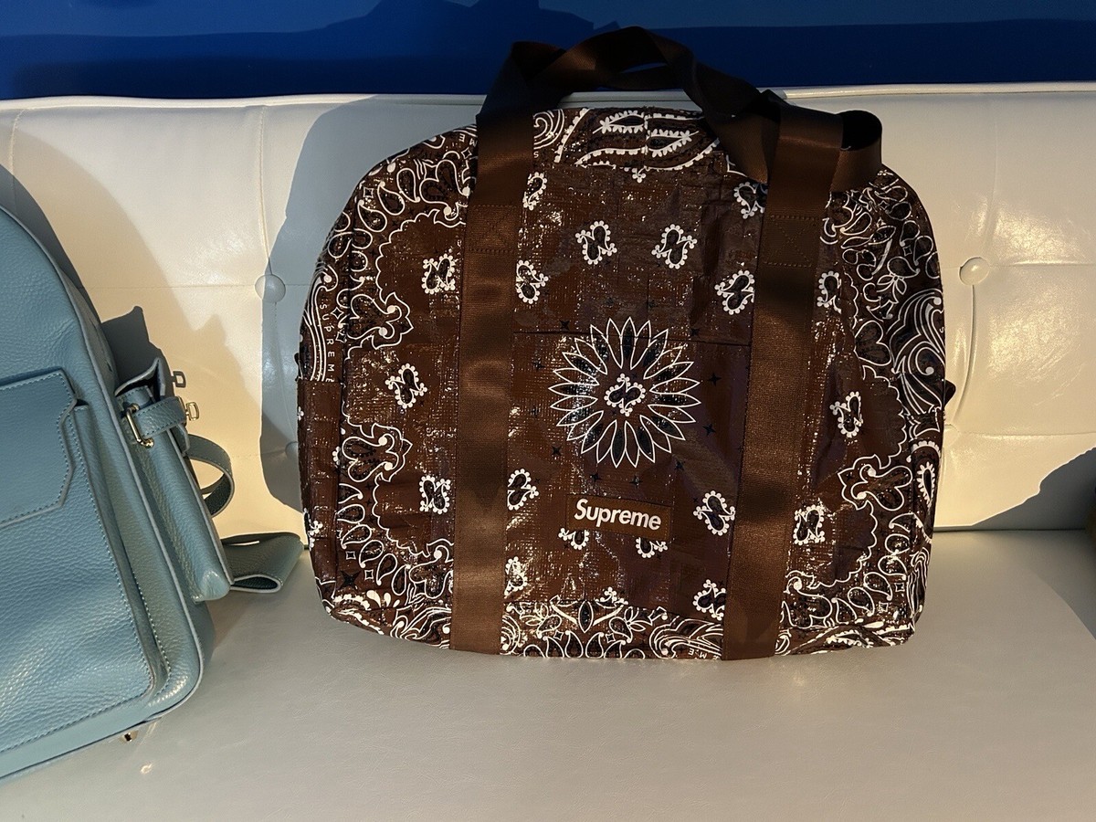 Supreme Bandana Tarp Large Duffel Bag Brown Paisley Preme Supreme Bandana Tarp Large Duffel Bag Brown Paisley Preme