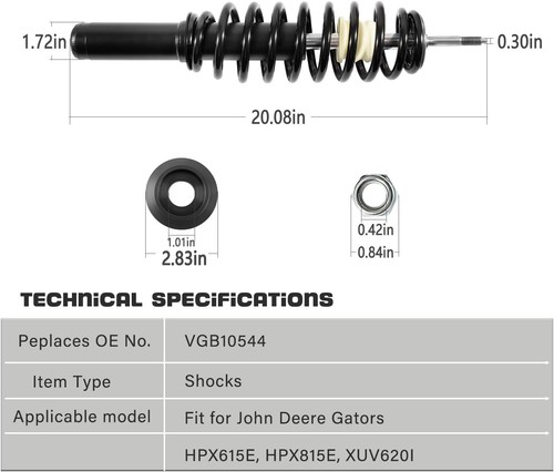 2 Amortiguadores delanteros bobinados con bujes para John Deere HPX Gator XUV620i XUV850D - Imagen 6 de 6