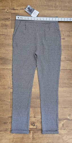 NUOVO Pantalone Milano Kiss Donna L Nero Bianco Piede di Poule Elasticizzato Vita Alta Slim Fit - Foto 6 di 15