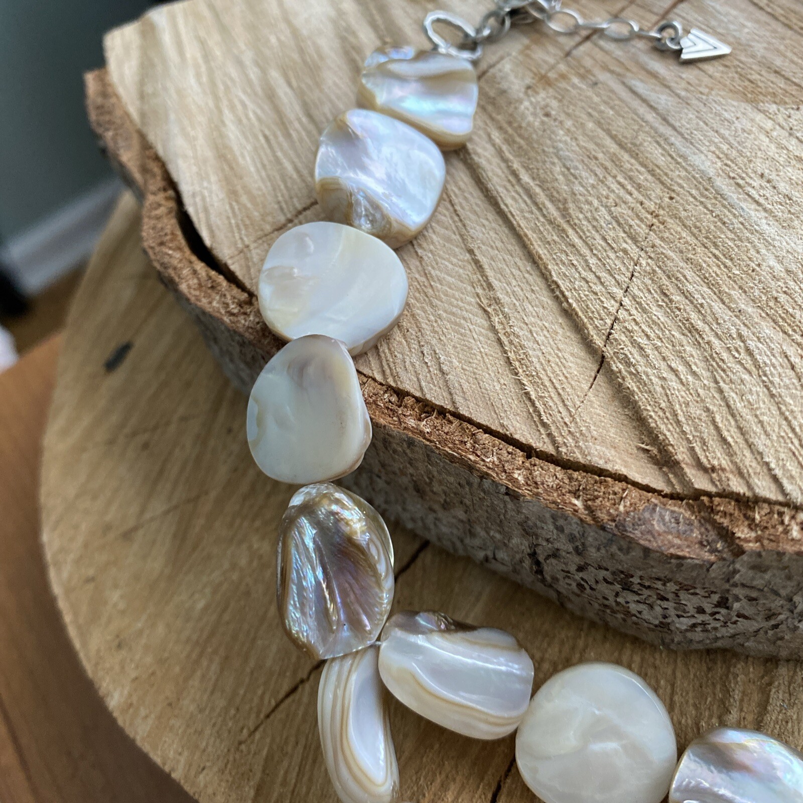 Silpada Sterling Silver Iridescent Mother of Pearl Shell Swag Necklace N1825