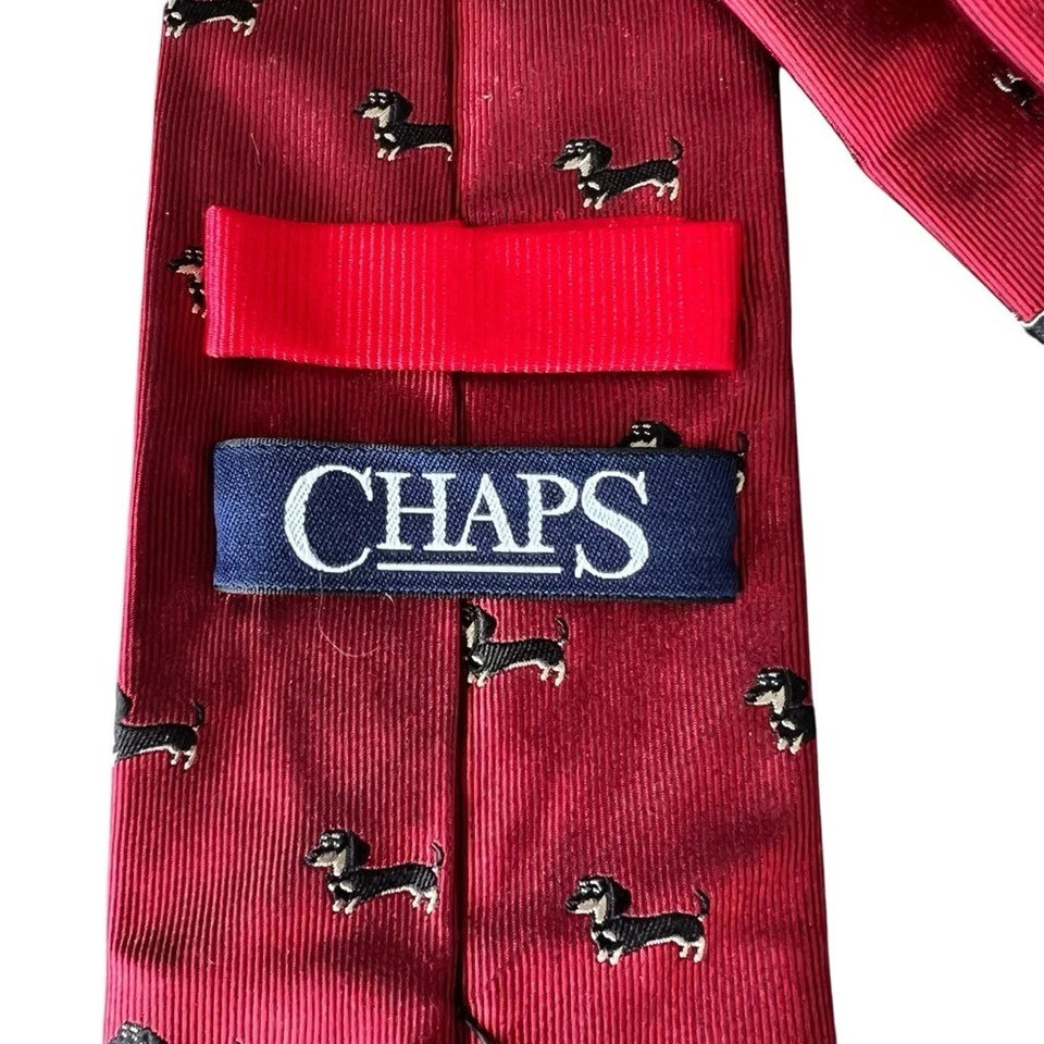 Corbata Chaps 100 % seda para hombre Dachshund perro borgoña caprichosa Foto 3 de 4
