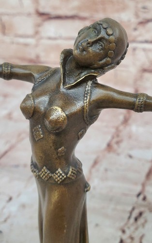 Bronze Sculpture **DEAL** Art Deco 9" Tall Dancer Signed Chiparus Statue - Picture 7 of 10