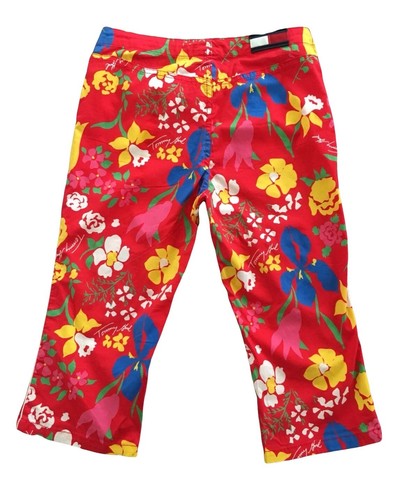 Vintage 2002 Tommy Hilfiger Kids Tropical Red Pants Size 14 Flowers Hawaiian - Picture 2 of 10
