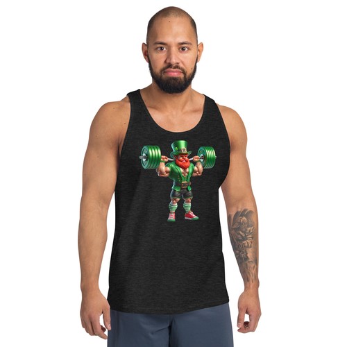 Bodybuilder Leprechaun Weightlifting Irish Luck Gym Tank Top Shirt - Picture 9 of 15