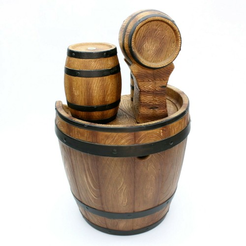 23" Broken Stacked Rustic Barrel Water Waterfall Fountain Patio Garden Outdoor - Picture 4 of 10