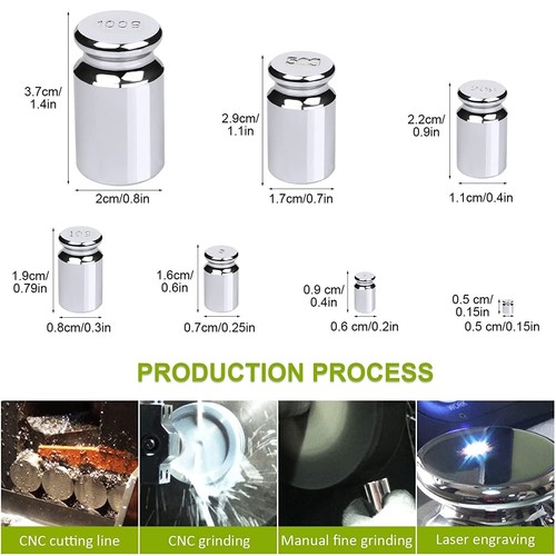 7 Stück Kalibriergewichte, Waage Gewicht Set 1G 2G 5G 10G 20G 50G 100G, Carbon - Bild 3 von 8