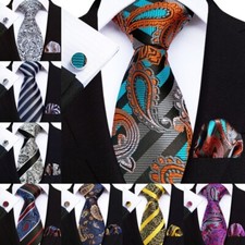 Men Print Necktie Party Wedding Pocket Square Scarf Cufflinks Luxury Set African