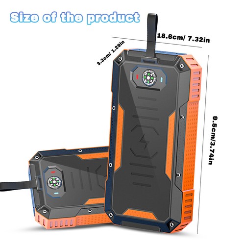 Solar Powerbank 46000mAh Externer Batterie Kurbel Ladegerät 3Kabeln Taschenlampe - Zdjęcie 28 z 28