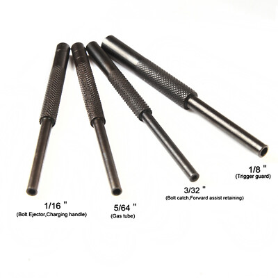 4 Pcs Stainless Steel Multi Size Hollow End Roll Pin Tool Starter Punch Kit D5M7