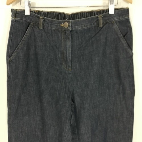 Lands End Trouser Jeans Size 14 Elastic Waist Dark Wash Womens Straight Leg - Picture 3 of 12