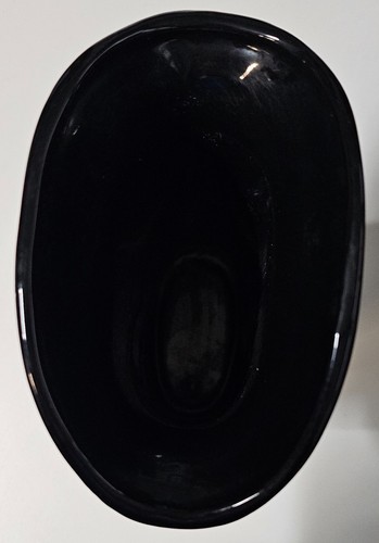 Jarrón negro vintage diseño de lirio de cala blanco estriado años 80 - Japón - Imagen 5 de 6