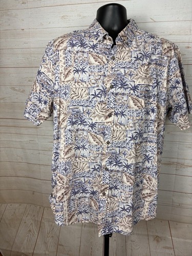 Hawaiian Shirt Mens X Large Woody Truck Surfing Palm Trees Tapa Style Pattern - Picture 2 of 19