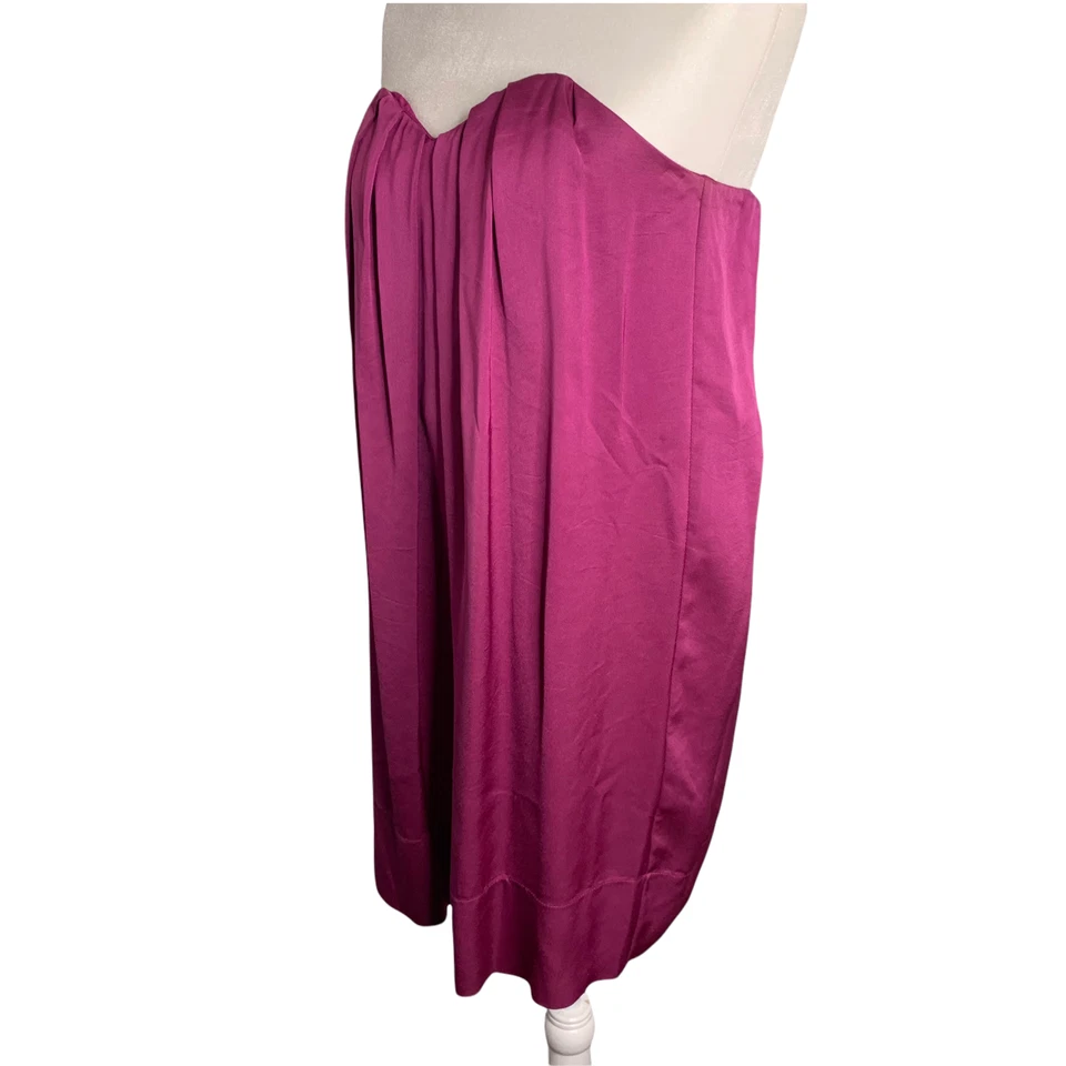 Mini Vestido Vintage Tufi Duek Sin Tirantes S Púrpura Expuesto Cremallera Corsé Plisado Foto 4 de 4