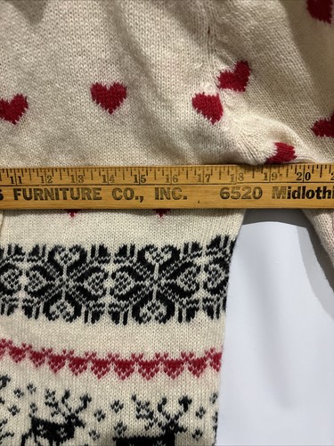 Vtg Women Pierre Cardin Hearts Deers Geometric Sweater Sz Medium Hong Kong Wool - Picture 13 of 15