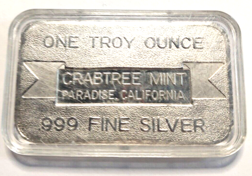 1973 1 Oz .999 Silber Happy Birthday Kunstbarren Crabtree Mint - Schön! - Bild 4 von 4