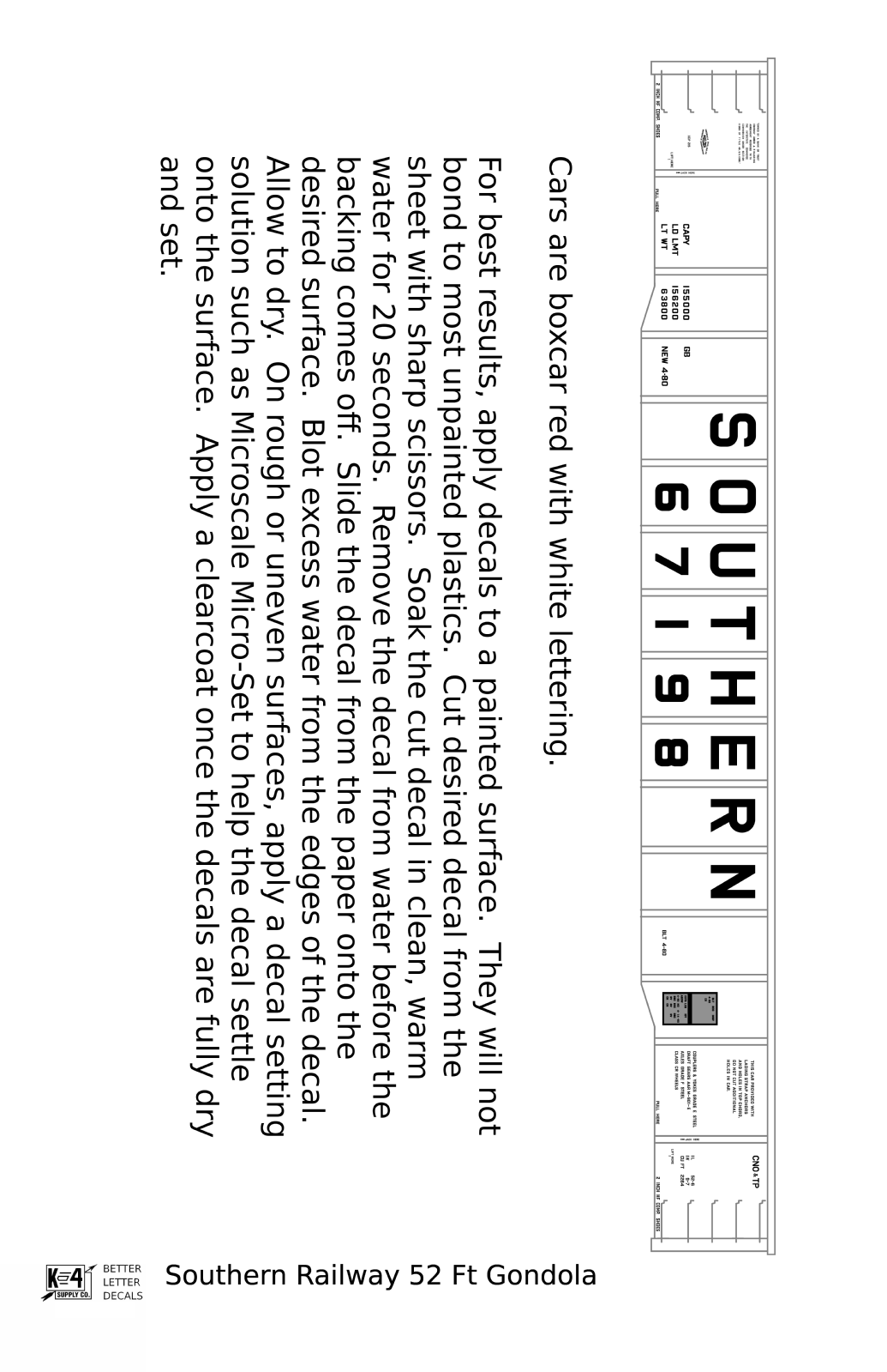 K4 HO Decals Southern Railway 52 Ft Gondola White EBay k4-ho-decals-southern-railway-52-ft-gondola-white-ebay