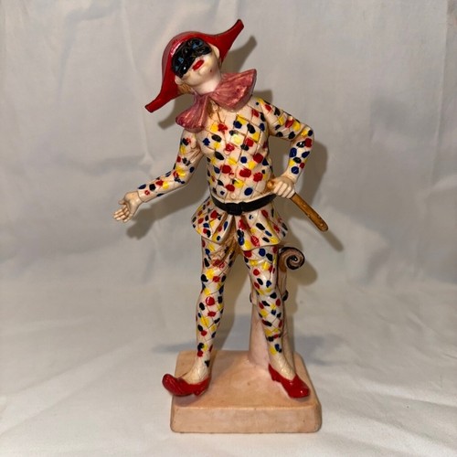 Vintage Italian Harlequin Figurine Resin Collectible Clown Jester Statue Italy - Picture 1 of 9