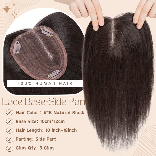 Clip In Hairpiece 100% Remy Real Human Hair Topper Side Part Hair Piece Ombre US - Picture 31 of 58