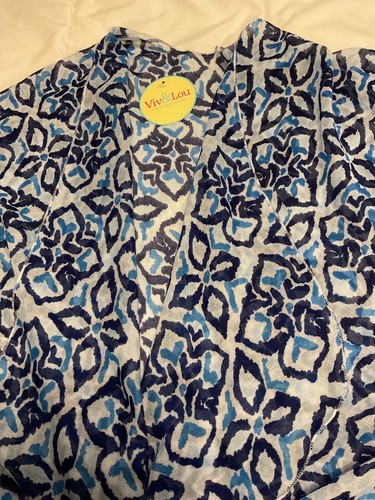 Viv and Lou Damen Einheitsgröße Strand Cover-Up 100% Polyester Blau vorne offen - Bild 5 von 6