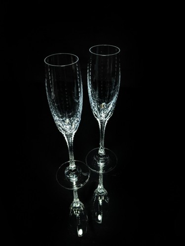 Faberge Bristol Clear Crystal Champagne Flutes NIB - Picture 8 of 14