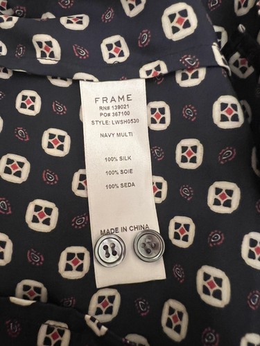Frame Navy Blue Top Collared Sleeveless Silk Hidden Button Blouse ,small - 第 3/10 張圖片