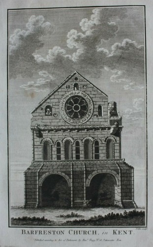 Original antique print BARFRESTON CHURCH, KENT, BOSWELL, 1786 - Picture 1 of 3