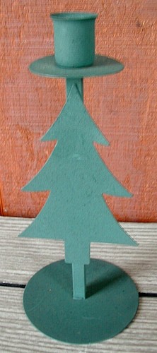 Unique Metal Pine Fir CHRISTMAS TREE CANDLE HOLDER Single Taper 8½" Tall Rustic