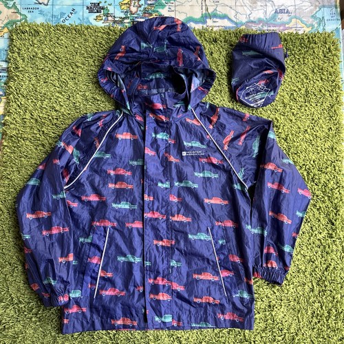 Mountain Warehouse Kids Pakka Jacket 7-8 PAC A Mac waterproof School Trips Cars