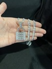 925 Sterling Silver Men Women Cz Lock Locket Pendant & Curb Cuban Chain 26"