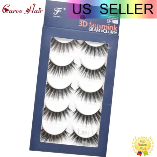 US 5 Pairs 3D Mink Eyelashes Thick Cross Make Up Extensions Soft False Eyelash - Picture 18 of 21