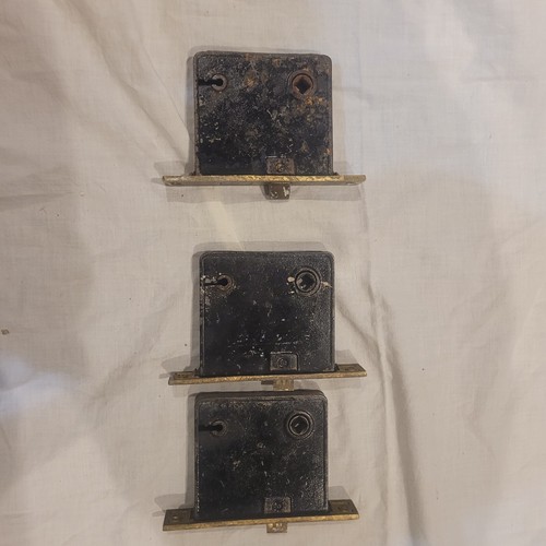 3 Vintage Russwin Einsteckschloss Türbeschlag Bergung Skelett Schlüsselloch OHNE Schlüssel - Bild 5 von 6