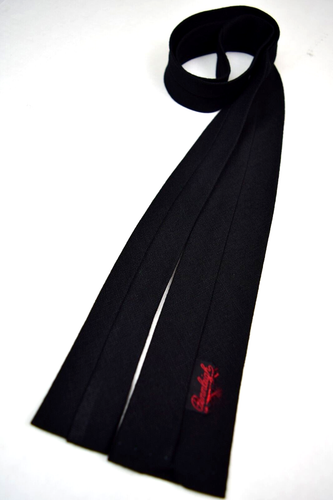 Neck Tie VTG Square End 40s 50s Black Pink Embroidery Mod Art Deco Tie 52 x 2.25 - Picture 5 of 6