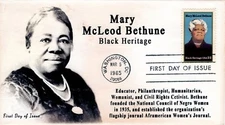 AO-2137, 1985, Mary McLeod Bethune, Add-on Cachet, First Day Cover, Standard Pos