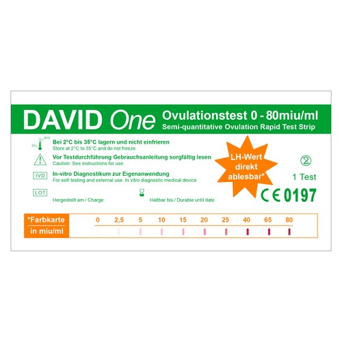 David One 25 x Ovulationstest 0-80 miu/ml mit LH Wert Anzeige - Bild 1 von 2