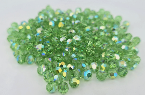 SWAROVSKI CRYSTAL BEADS Light Green Aurore Boreale 8mm Round Qty 258 - Picture 2 of 3