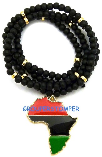 Collar colgante jamaicano mapa de África con cadena estilo cuentas de madera de 31 pulgadas de largo - Imagen 10 de 17