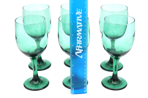 Libbey Juniper Green Wine Glass Water Goblet Lot 6 Emerald Color Dining Table - Picture 2 of 4