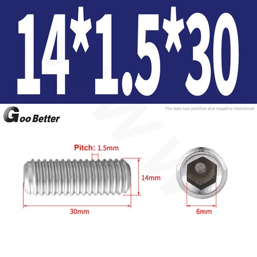 M6-M16 Fine Pitch Thread Flat Point Grub Socket Screws Set A2 Stainless Steel - Picture 81 of 93