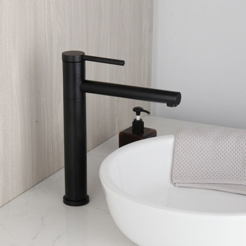 360°Swivel Bathroom Sink Faucet Set Matte Black Single Hole Long Spout Mixer Tap - Picture 5 of 12