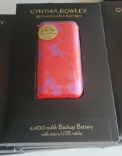 Cynthia Rowley 4,400 mAh Back Up Battery - Red / Purple - CR-PP3102RP - LOT OF 2