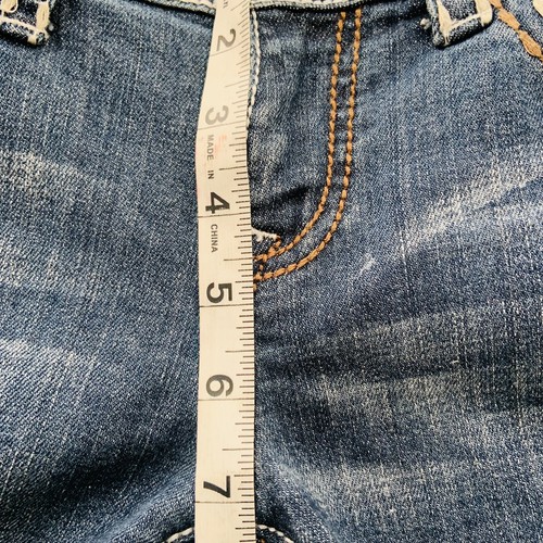 LA Idol Jeans Junior Damen 7 Capri dicke Stiche Stickerei blau Denim Stretch - Bild 13 von 14