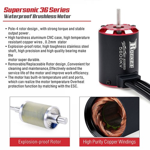 Rocket 3650 Brushless Motor 5600KV Sensor for 1/8 1/10 RC Racing Off-road Car - Picture 4 of 12