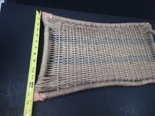 Vintage Wicker Handmade Woven Herb Tray w/ Handles Country Farmhouse Large 24" - Picture 8 of 8