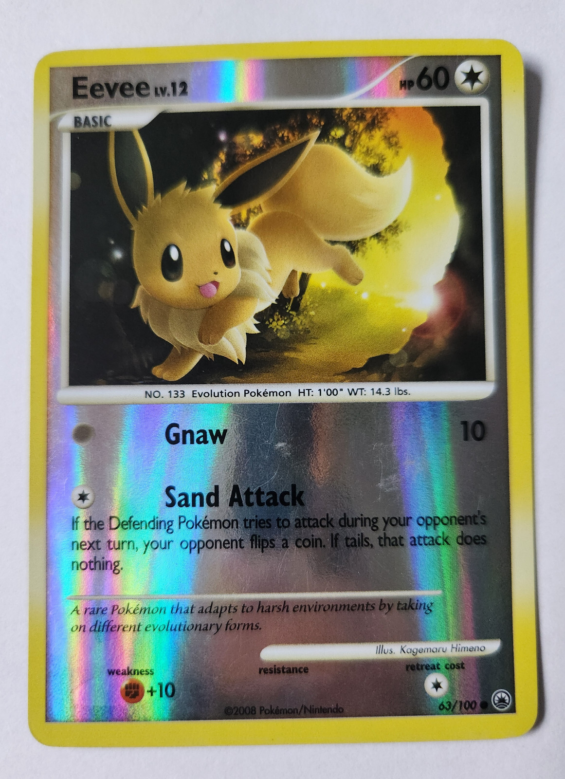 Eevee 63/100 Majestic Dawn Reverse Holo LP