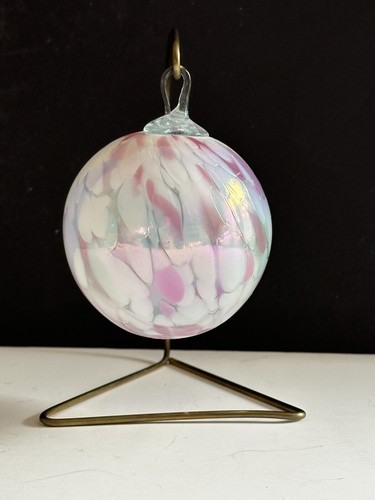 Studio Art Glass Christmas Ornament Hand Blown Pink Iridescent 4” Sun Catcher - Picture 21 of 21