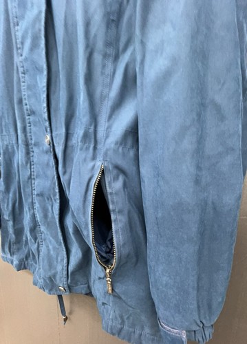 Liz Claiborne Coat M Blue Fleece Line Removable Hood Rain Outdoor Classic Jacket - Picture 5 of 12