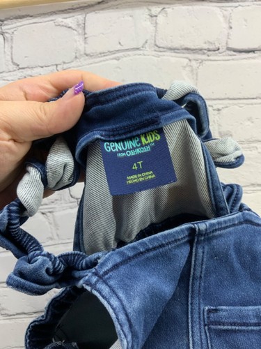 Genuine Kids By Osh Kosh Denim Overalls Girls Sz 4T Ruffled Straps Cotton Blend - Picture 4 of 5