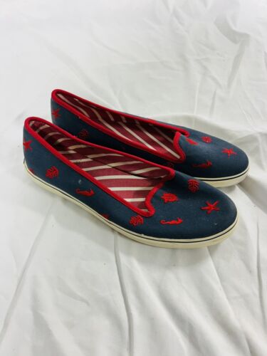 Sperrys Nautical Seaside Loafers Navy Blue Red Embroidered Womens Size 7.5 - Picture 3 of 7