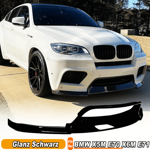 Se adapta a BMW X5M X6M 2009-14 negro brillante labio delantero parachoques delantero alerón - Imagen 1 de 13