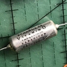 .047uF 300v Sprague VITAMIN Q Axial Film Capacitor Audio 91P Paper in Oil  Mount